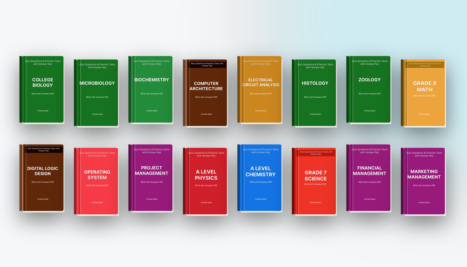 Sixteen MCQsLearn e-book covers